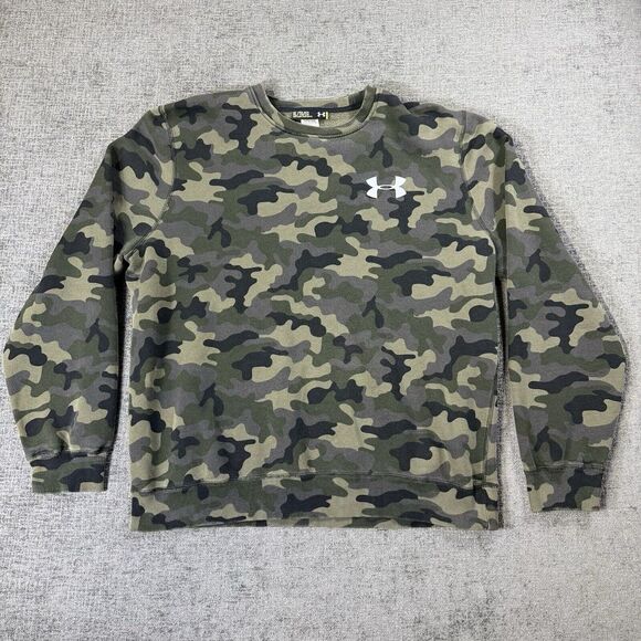 Under Armour Sweater‎ Men's XL Green Camo Pullover Long Sleeve Crewneck - Picture 1 of 9